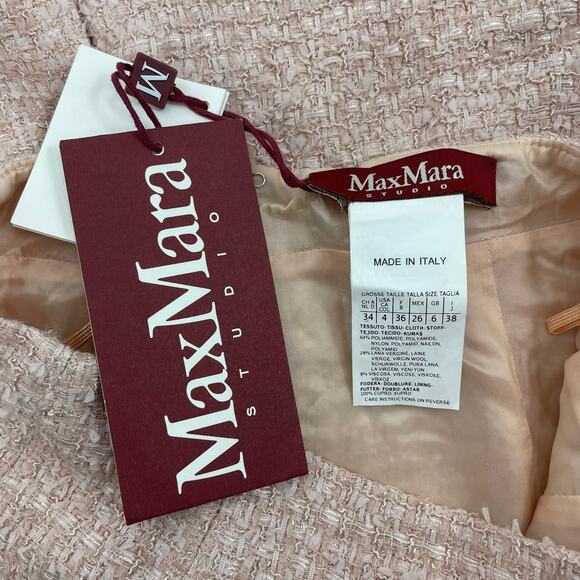 MaxMara Tweed Pencil Skirt Wool Blend Knee Length Size 4 - Picture 6 of 6